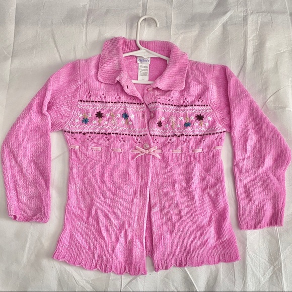 Carter’s Pink Sweater Girls Size 6 w/ Embroidery - Picture 1 of 6